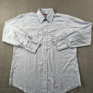 Vintage Chute 1 Shirt Adult 2XL XXL Blue Button Up Pearl Snap Western Casual Men